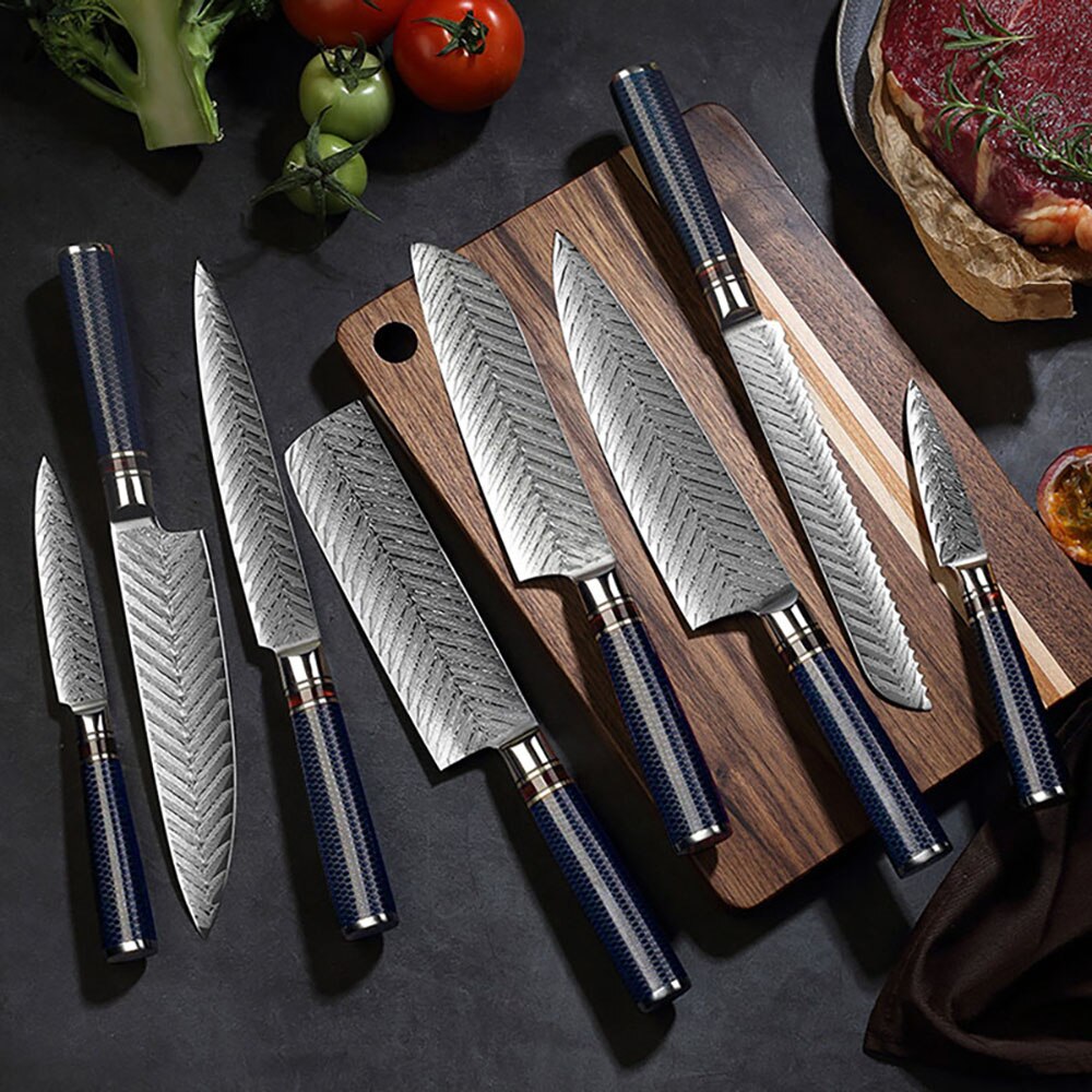 9Pcs Damascus Kitchen Knife Set