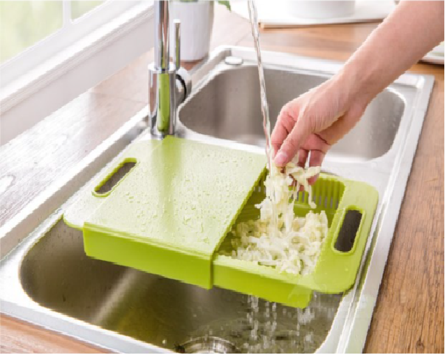 Multifunction Cutting Board & Drain - Green