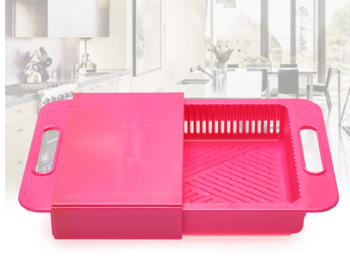 Multifunction Cutting Board & Drain - Pink