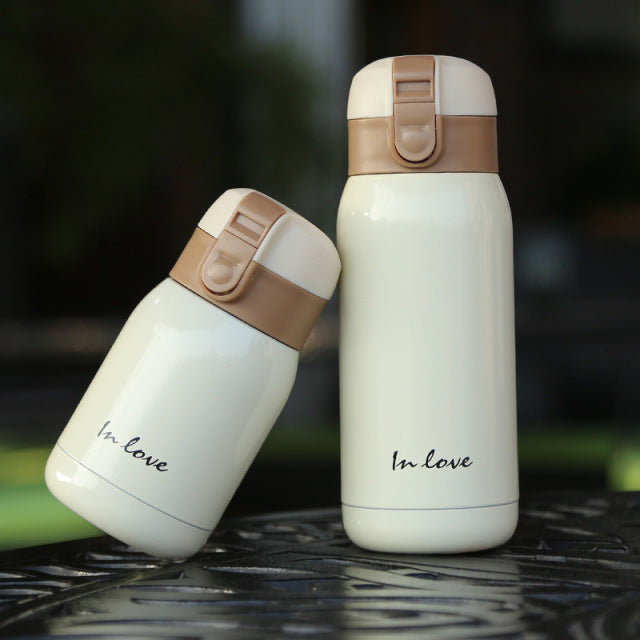 Cute Mini Thermos/Water Bottle - White