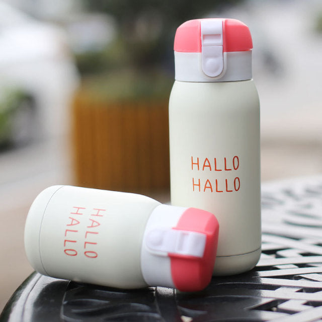 Cute Mini Thermos/Water Bottle - White Red