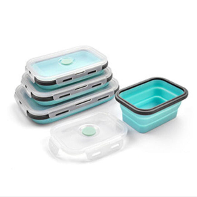 Collapsible Lunch Box & Storage Container Set - Blue Black