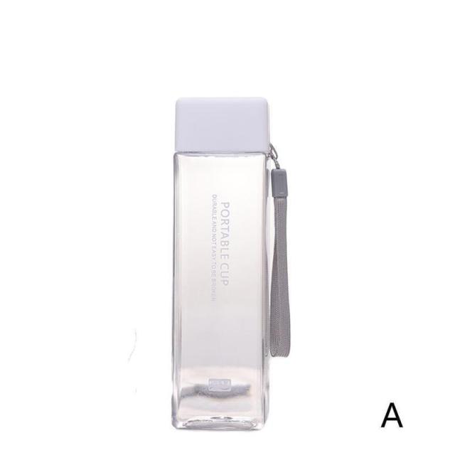 Unique Square Frosted Water Bottle - White