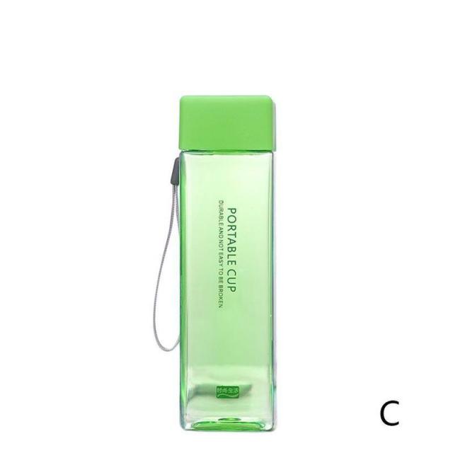 Unique Square Frosted Water Bottle - Green