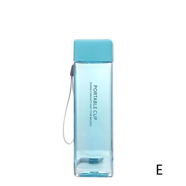 Unique Square Frosted Water Bottle - Blue Clear