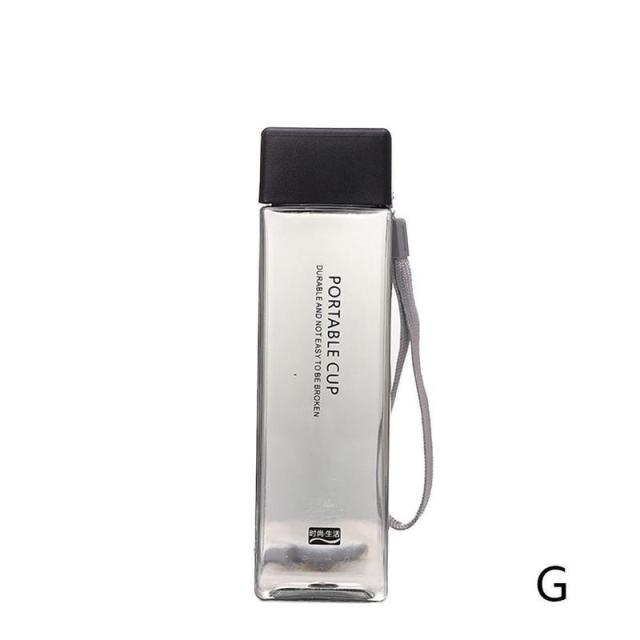 Unique Square Frosted Water Bottle - Grey