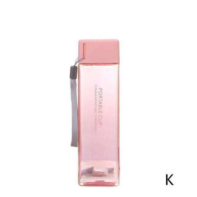 Unique Square Frosted Water Bottle - Pink