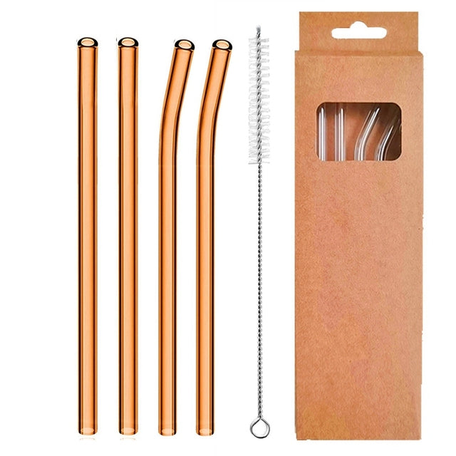 4 Pcs Reusable Glass Straws