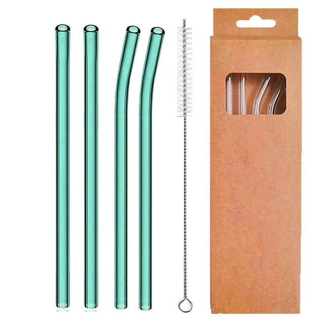 4 Pcs Reusable Glass Straws