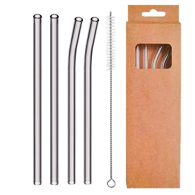 4 Pcs Reusable Glass Straws