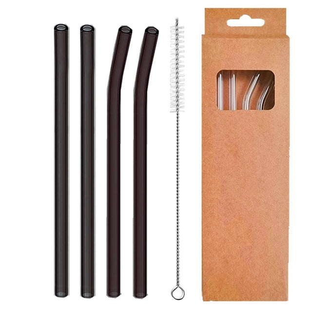 4 Pcs Reusable Glass Straws