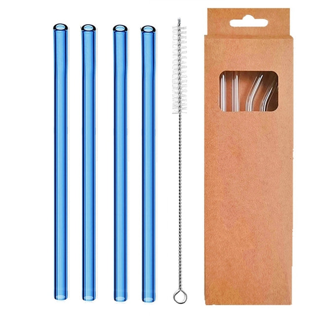 4 Pcs Reusable Glass Straws