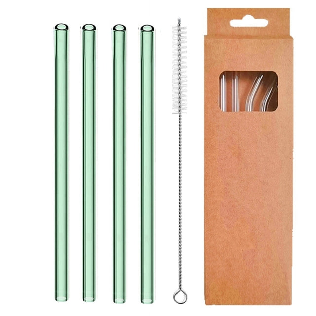 4 Pcs Reusable Glass Straws