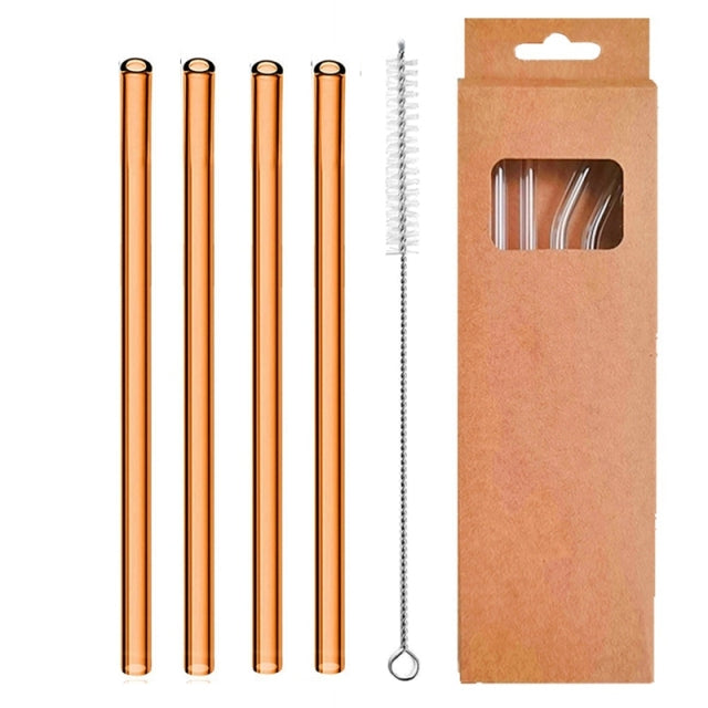 4 Pcs Reusable Glass Straws - Gold