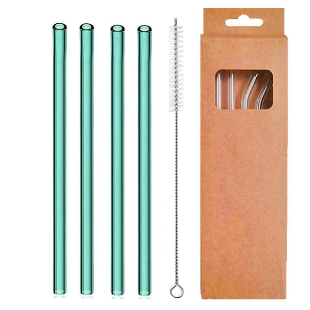 4 Pcs Reusable Glass Straws