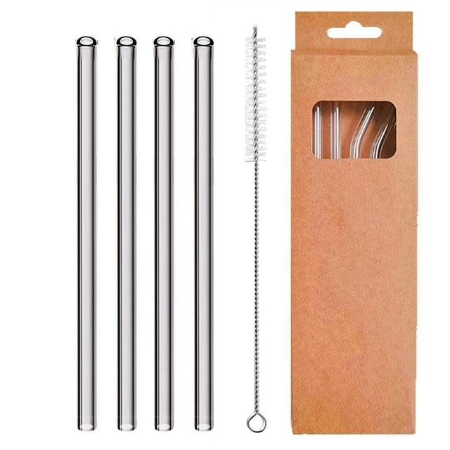 4 Pcs Reusable Glass Straws - Purple