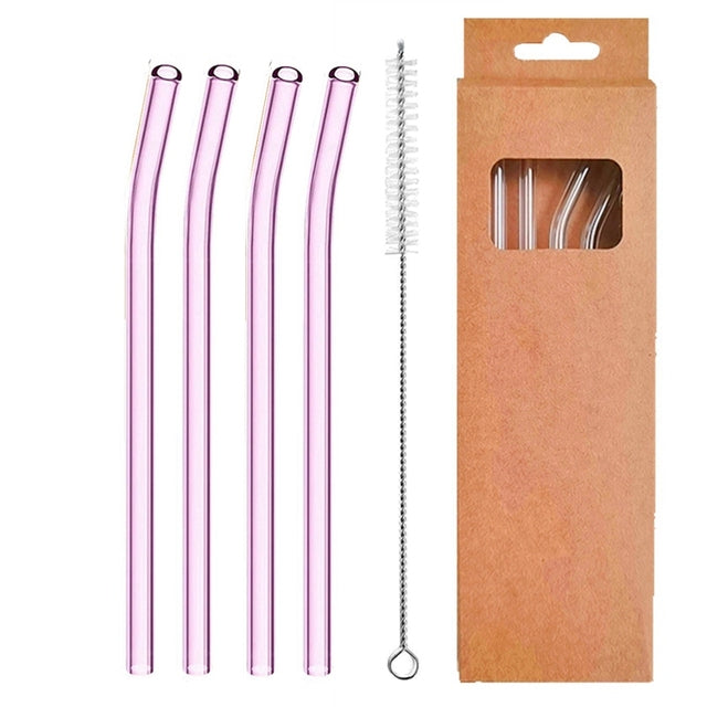 4 Pcs Reusable Glass Straws