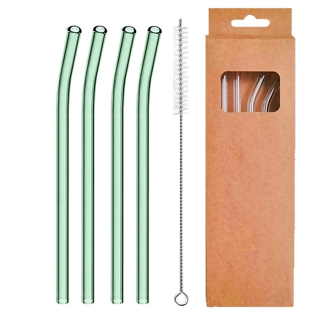 4 Pcs Reusable Glass Straws