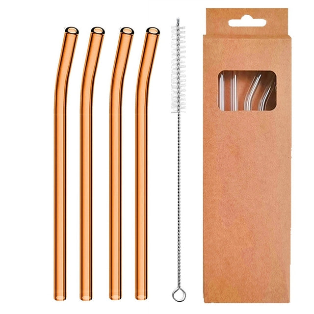 4 Pcs Reusable Glass Straws - Gold