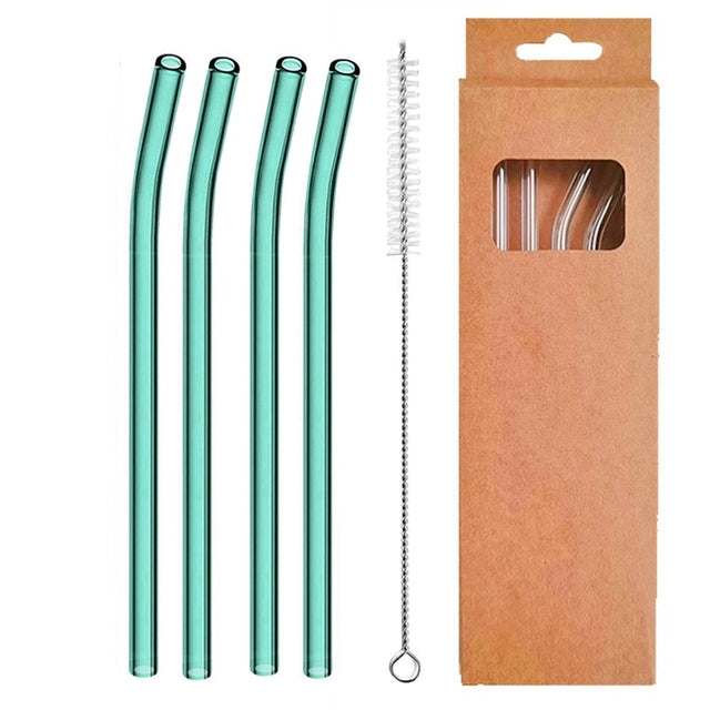4 Pcs Reusable Glass Straws