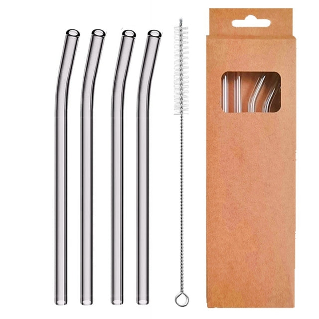 4 Pcs Reusable Glass Straws