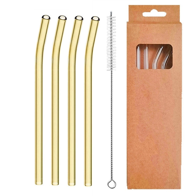 4 Pcs Reusable Glass Straws