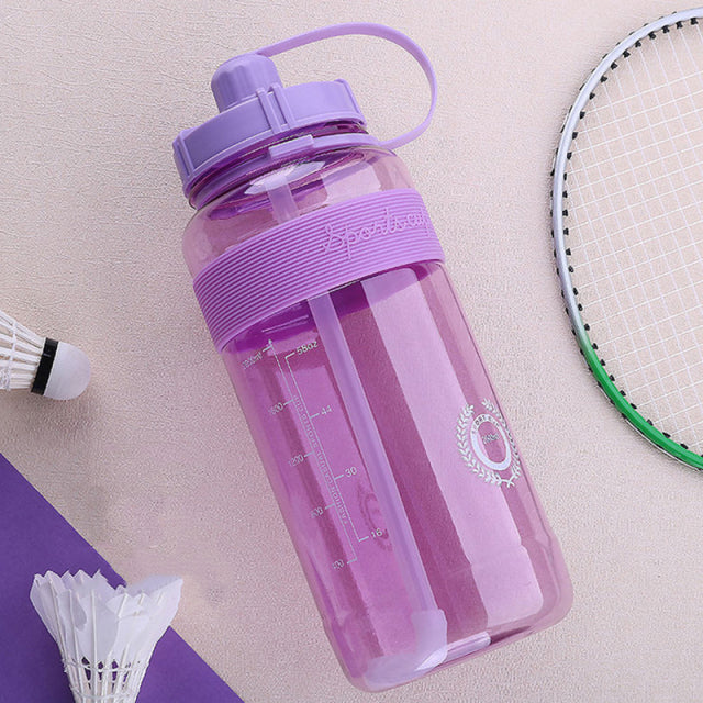 Large Capacity Water Bottle with Straw - Purple
