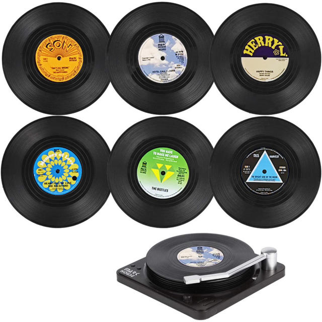 Retro Turntable Vinyl Coasters