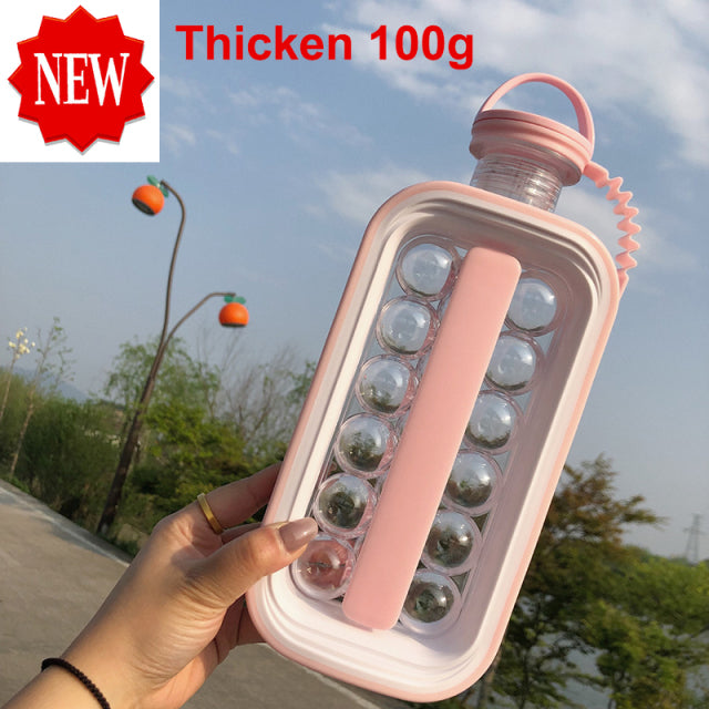 2 in 1 Ice Ball Maker and Drink Bottle - Pink