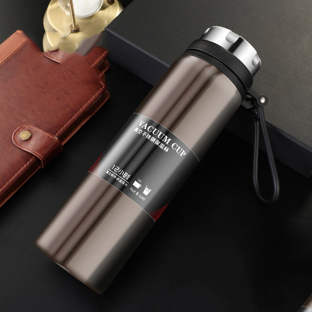 Elegant Insulated Stainless Steel Water Bottle/Thermos - Brown