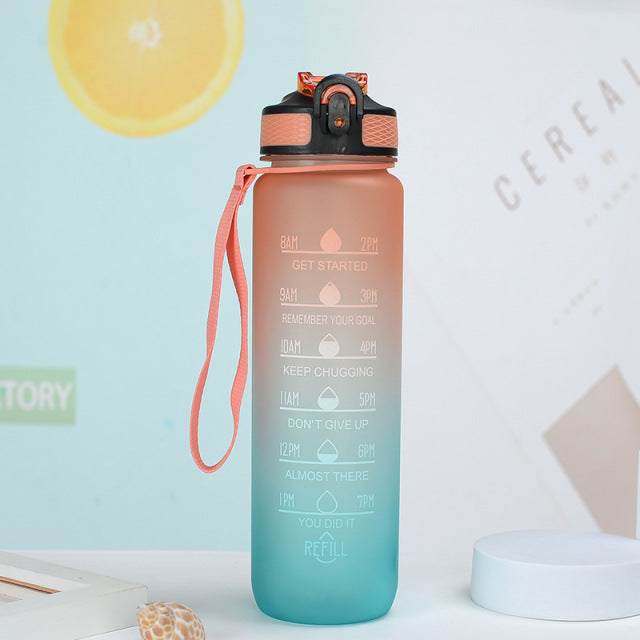 Motivational Water Bottle - Blue Peach