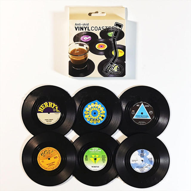 Retro Turntable Vinyl Coasters