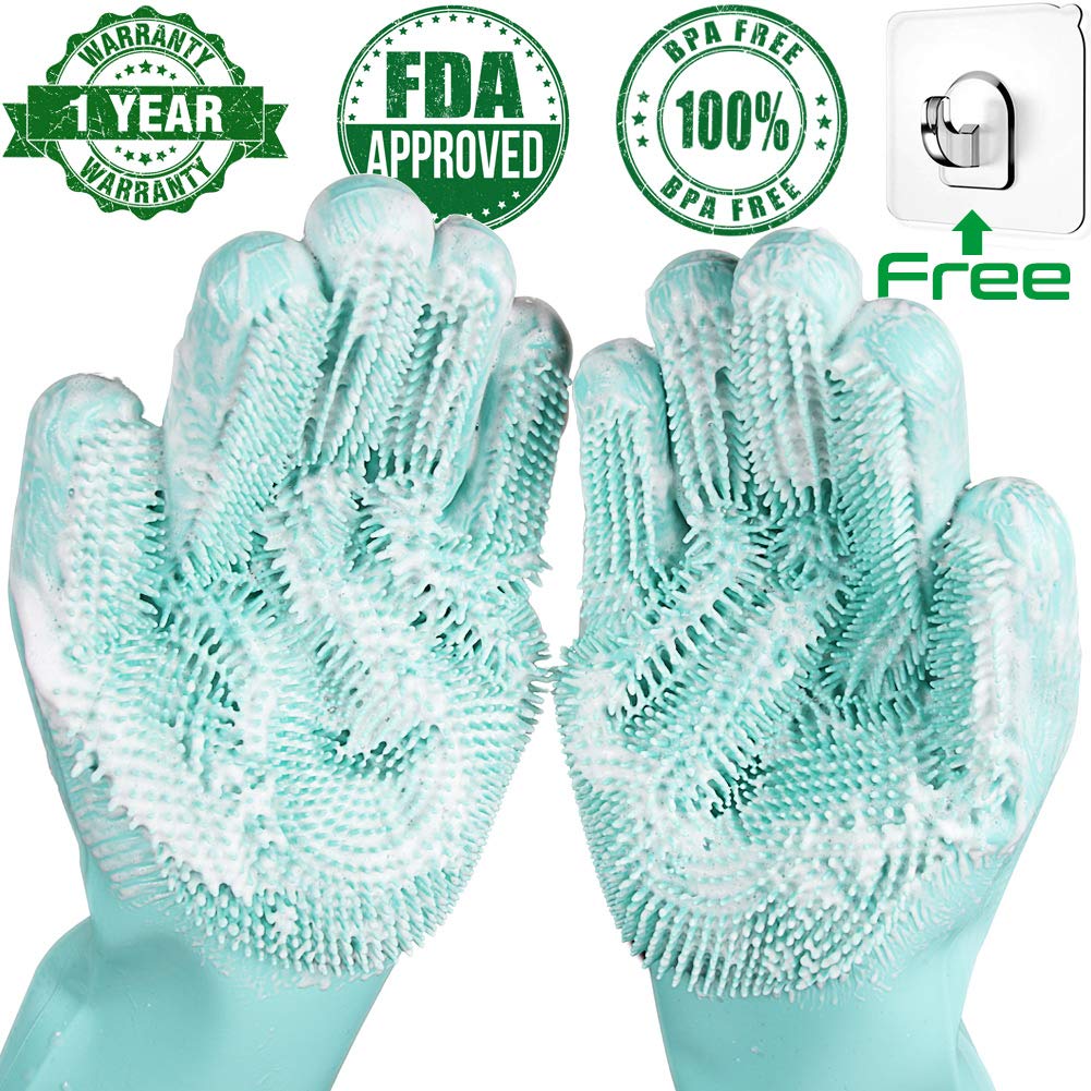 Magic Rubber Scrubbing Gloves - Light Blue