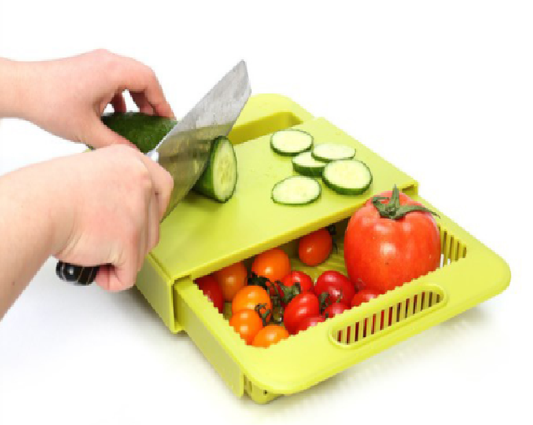 Multifunction Cutting Board & Drain - Green