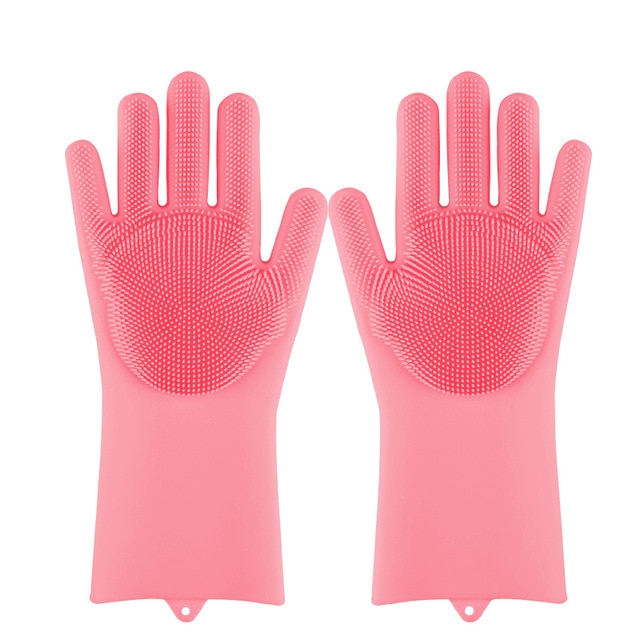 Magic Rubber Scrubbing Gloves - Pink