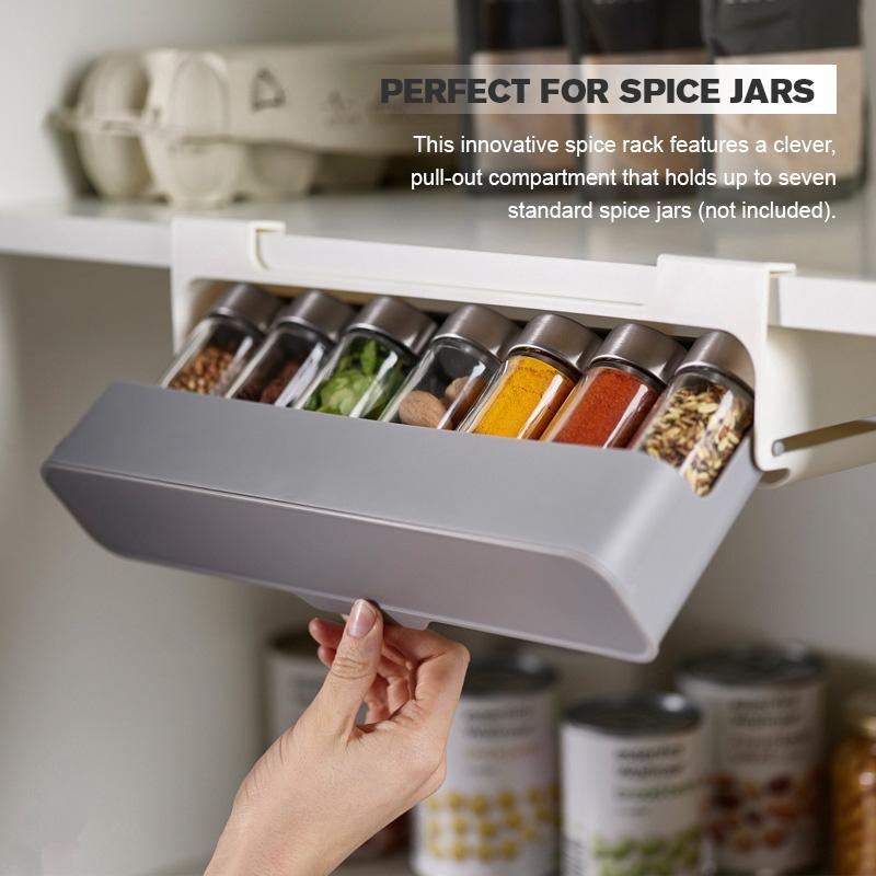 Wall-mounted Under-Shelf Spice Organizer