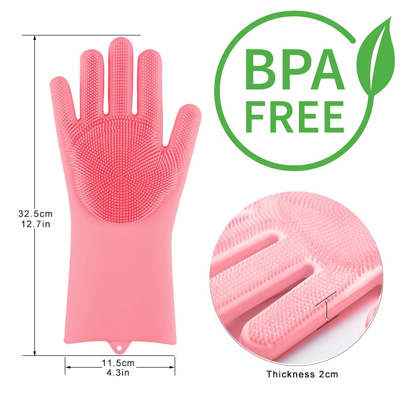 Magic Rubber Scrubbing Gloves - Pink