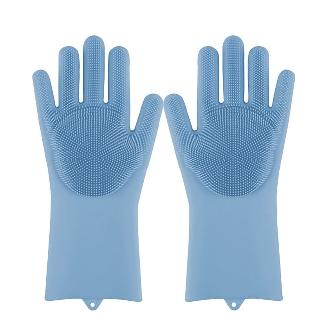 Magic Rubber Scrubbing Gloves - Blue