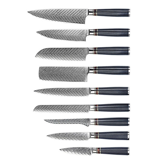 9Pcs Damascus Kitchen Knife Set