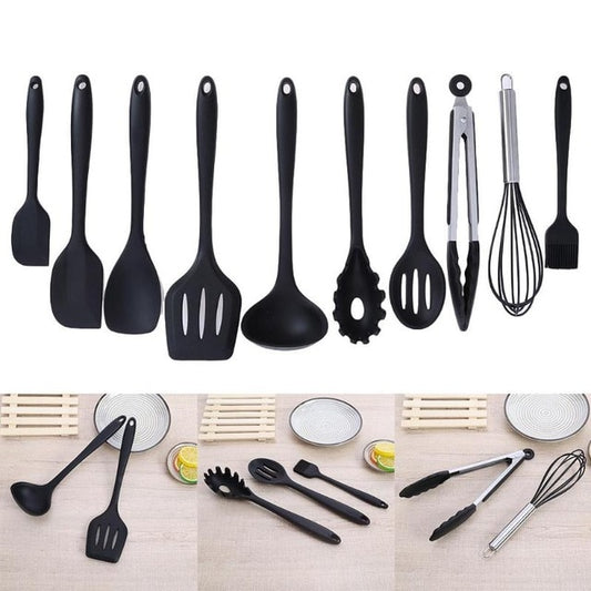 10Pcs Nonstick Utensils Set - Black