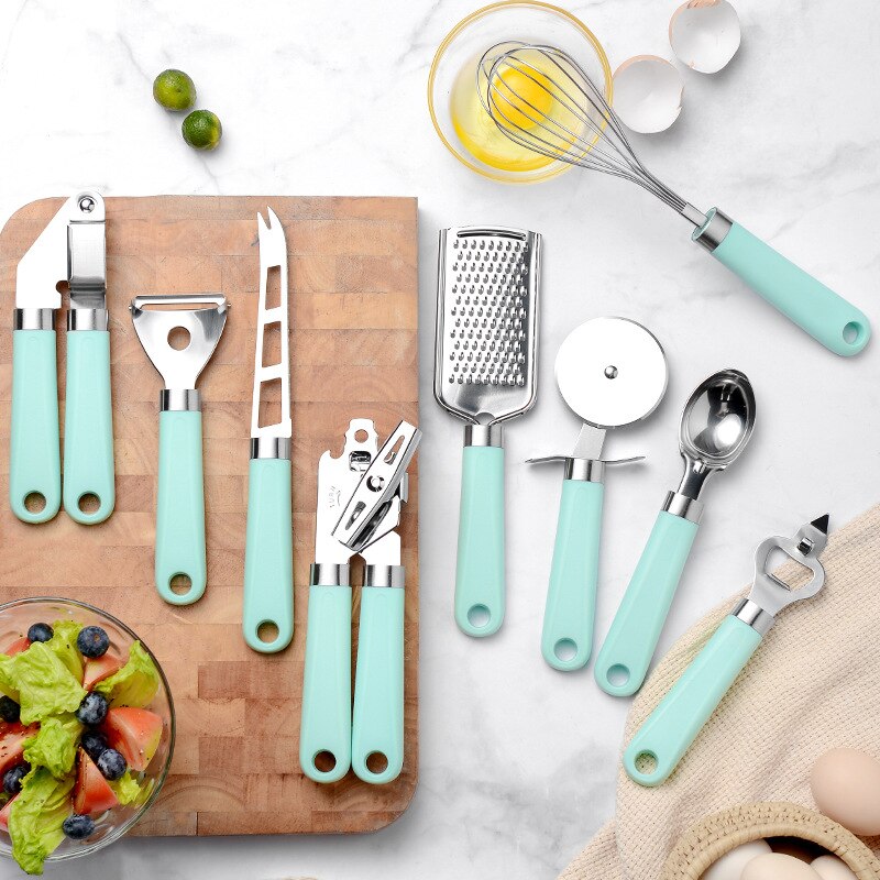 9 Pcs Stainless Steel Kitchen Utensil Set - Blue