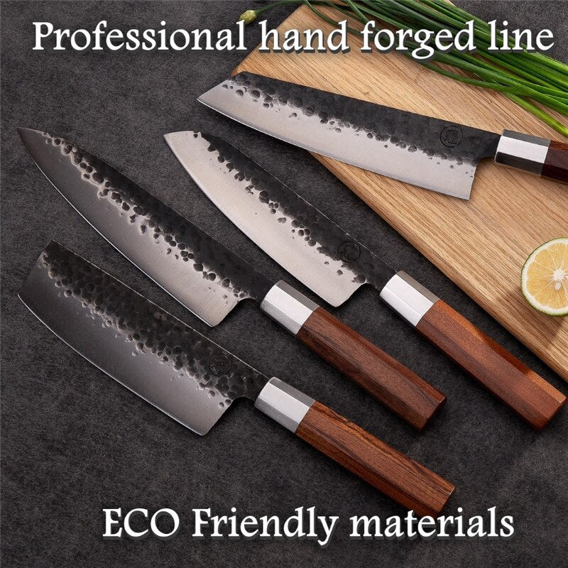 4 Pcs High Performance Carbon Chef Knives