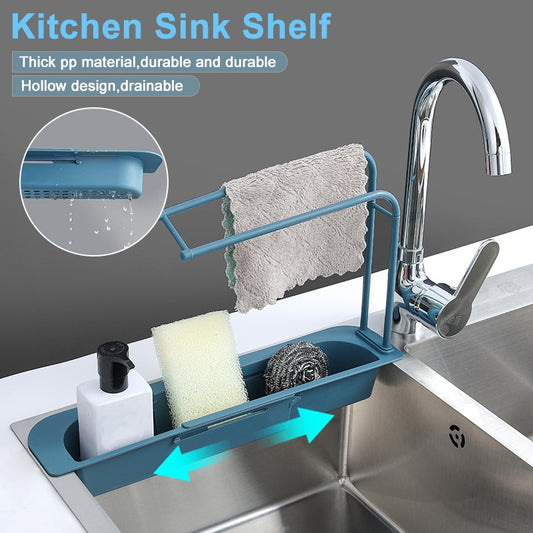 Adjustable Kitchen Sink Organizer - Blue