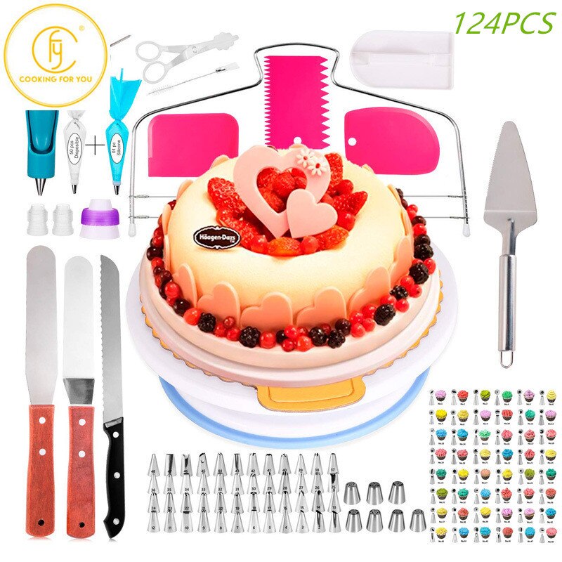 Cake Decorating Box Set, 376PCS Cake Decorating Stencils Kit 3 Layer  Toolbox, Piping Bags and Tips Set, cake decorating tools, muffin  cups,Baking Supplies and Baking kit for Beginners and Cake Lovers -