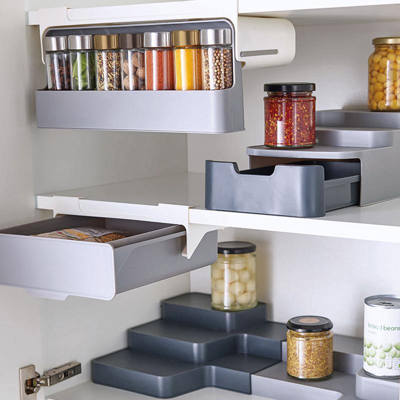 Wall-mounted Under-Shelf Spice Organizer