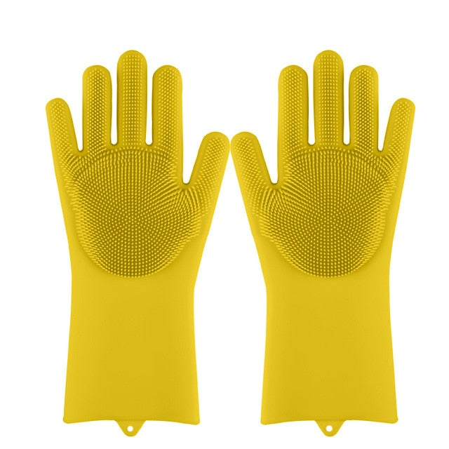 Magic Rubber Scrubbing Gloves - Yellow