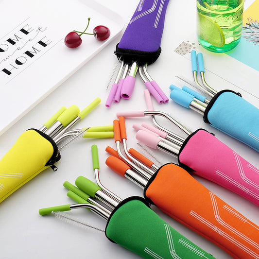 Stylish 6pcs Reusable Straw Set