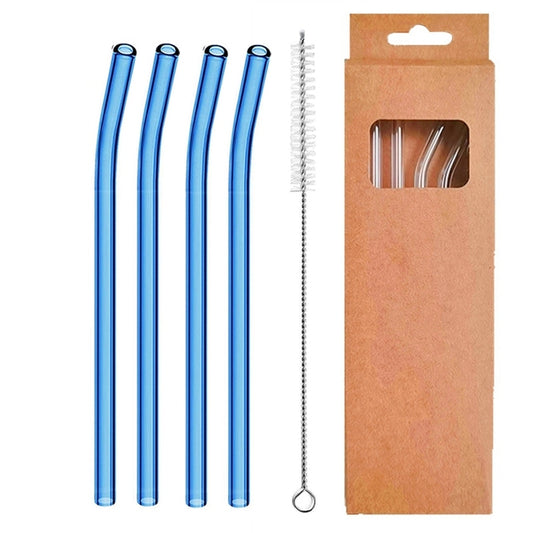 4 Pcs Reusable Glass Straws - Blue