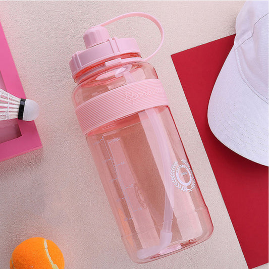 Large Capacity Water Bottle with Straw - Pink