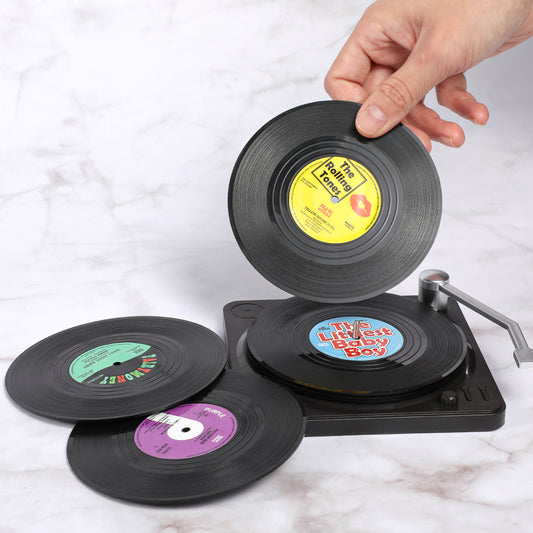 Retro Turntable Vinyl Coasters